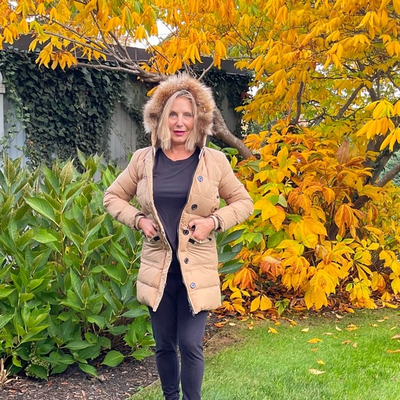 Moncler Jackets & Blazers - Moncler Vintage Down Puffer Jacket Tan Hooded Fur Trim